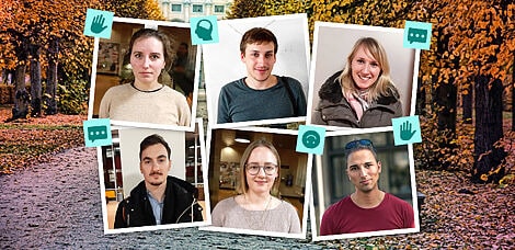 Verlinkte Abbildung zeigt "Collage der befragten Personen". Verlinkung führt zu der Straßenumfrage auf dieser Webseite.